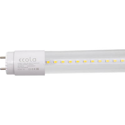 Светодиодная лампа Ecola T8 premium, g13, led, 12,5w, 220v, 4000k, с поворотными цоколями, прозрачное стекло, 605x28 упак.инд.цв.8/24 CQ8V12ELB