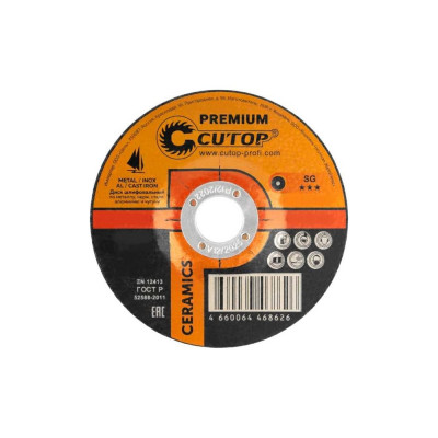 Диск шлифовальный по металлу, нержавеющей стали и чугуну CERAMICS, серия Premium, T27-125x7х22.2 мм CUTOP 50-862