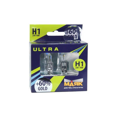 Автомобильная лампа МАЯК Н1 24V 70W P14.5s Gold +60% ULTRA 84130G+60