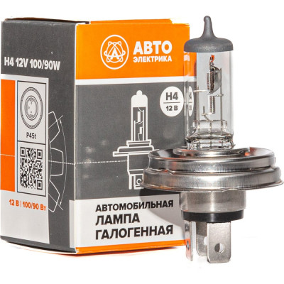 Автолампа АВТОЭЛЕКТРИКА h4 12-100/90 p45t, галогенная 12 в 09.02398