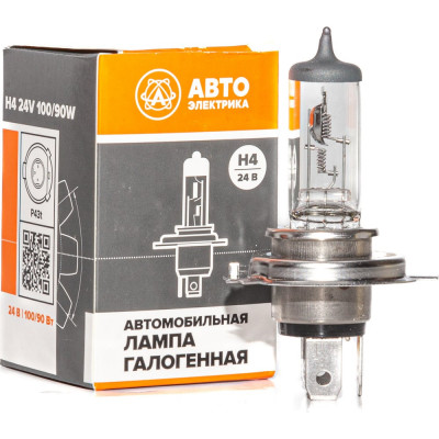 Автолампа АВТОЭЛЕКТРИКА h4 24-100/90 p43t, галогенная 24 в 09.02401