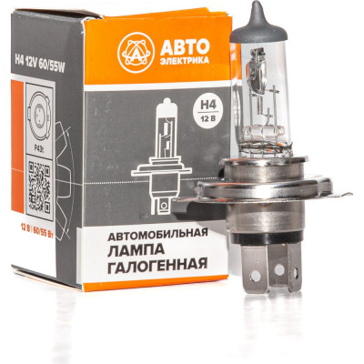 Автолампа АВТОЭЛЕКТРИКА h4 12-60/55 p43t, галогенная 12 в 09.02399