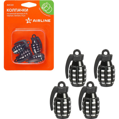 Колпачки на шинный вентиль Airline K-5, черные, металл, 4 шт. AVC23