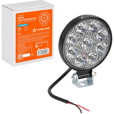 Светодиодная фара Airline круглая, 9 LED направленный свет, 9W (83x83x22) 12V ALED028