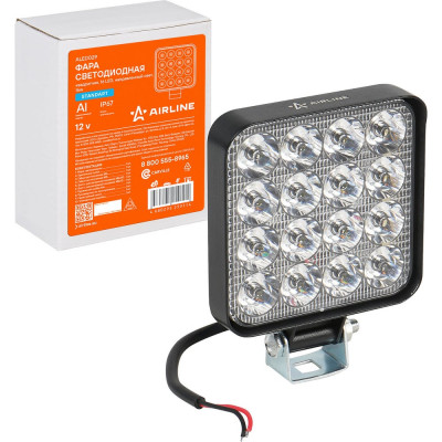 Светодиодная фара Airline квадратная, 16 LED направленный свет, 16W (83x83x22) 12V ALED029