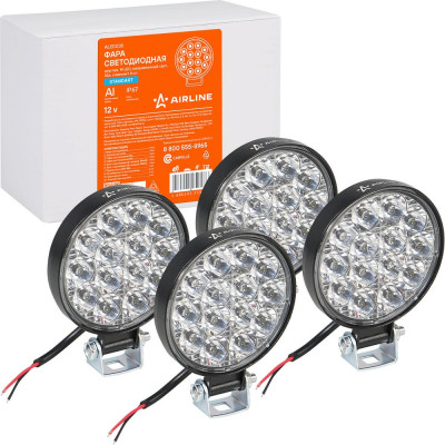 Светодиодная фара Airline круглая, 14 LED направленный свет, 14W (83x83x22) 12V, комплект 4 шт. STANDART ALED035