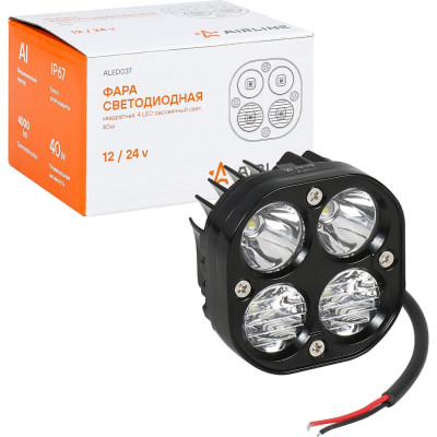 Светодиодная фара Airline квадратная, 4 LED рассеянный свет, 40W (78x78x50) 12/24V ALED037