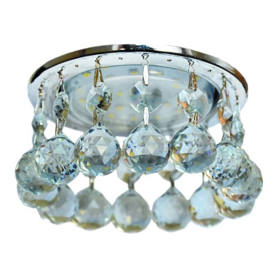 Светильник Ecola Gx53 h4 5346 glass круглый с большими хрусталиками на прямом подвесе тонированный/хром 90x110 к+ FC53RVECB