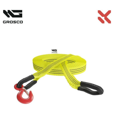 Буксировочный грузовой трос Grosco 100т, 8м, петля/петля, для буксировки авто до 50 тонн BTL0008LL