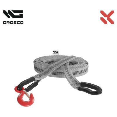 Буксировочный трос Grosco 24т, 12м, скоба/петля, для буксировки авто до 12 тонн BTL2412SL