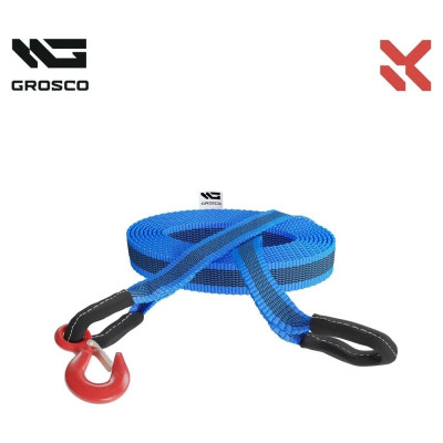 Буксировочный грузовой трос Grosco 100т, 8м, скоба/скоба, для буксировки авто до 50 тонн BTL0008SS