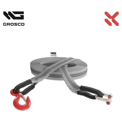 Буксировочный трос Grosco 24т, 10м, крюк/скоба, для буксировки авто до 12 тонн BTL2410HS
