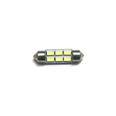 Светодиод МАЯК 12V T11x36 S8.5 6SMD (5050) WHITE (салон, номерн. знак) 12T11x36-W\6SMD5050