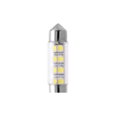 Светодиод МАЯК 12V T11x36 S8.5 8SMD (3528) WHITE (блистер, 2шт.) (салон, номерн. знак) 4630010931405 12T11x36-W\8SMD\2BL