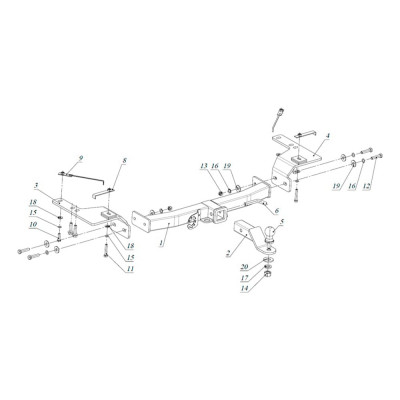 Фаркоп Бизон для Toyota Land Cruiser 200 2008-2021, Lexus LX 2008-2022 тип шара E FA 0859-E(N)