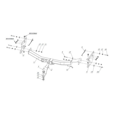 Фаркоп Бизон для Mitsubishi Pajero Sport II 2008-2016, Mitsubishi Pajero Sport III 2016-2021 тип шара E FA 1005-E(N)