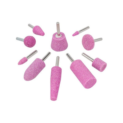 Набор камней абразивных, 10 предметов, хвостовик 6 мм, в блистере Forsage F-GSK010(19747)