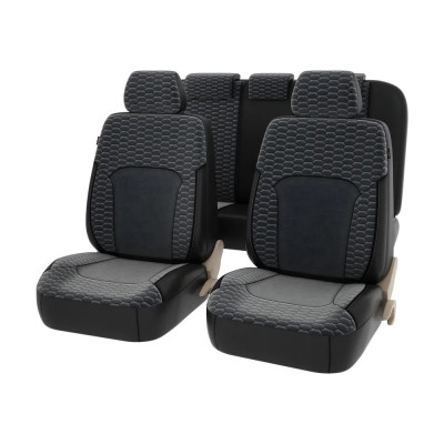 Чехлы PSV Hornet Next Черный Серый велюр терморомб Сота экокожа 137127