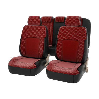 Чехлы PSV Hornet Next Черный Красный велюр терморомб Сота экокожа 137129