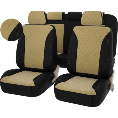 Чехлы PSV Graf Next Черный Бежевый Ромб бежевый Бабочка велюр экокожа 136469