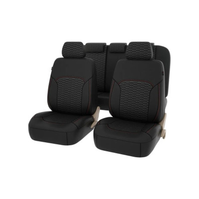 Чехлы PSV Forester Next Черный отстрочка красная терморомб Сота экокожа 137009