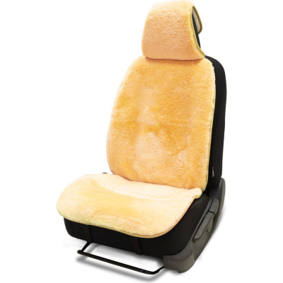 Накидка из мутона на переднее сиденье AUTOPROFI 1 шт, раздельные подголовник, спинка, сидение, натуральный мутон, бежевый MUT-201 BE