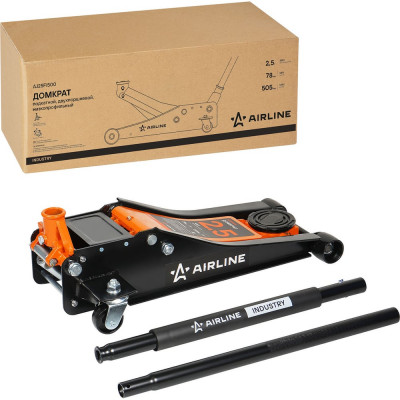 Домкрат подкатной AIRLINE 2.5т INDUSTRY двухпоршневой низкопрофильный (MIN - 78 мм, MAX - 505 мм) AJ25FI500