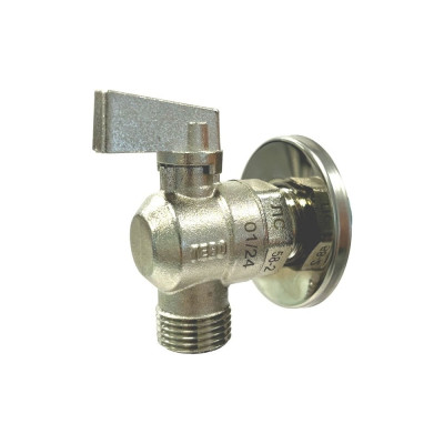 Кран шаровой для сантехнических приборов угловой TEBO НАР/НАР 1/2"х1/2" с отражателем T-КШ.С.555.1212.ХР.CN