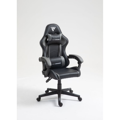 Кресло компьютерное игровое Стул Груп TopChairs Shadow, экокожа черно-серый GF-8079 black+grey