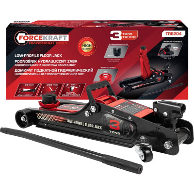 Подкатной гидравлический низкопрофильный домкрат Forcekraft с поворотной ручкой 3 т FK-TR8204(60284)