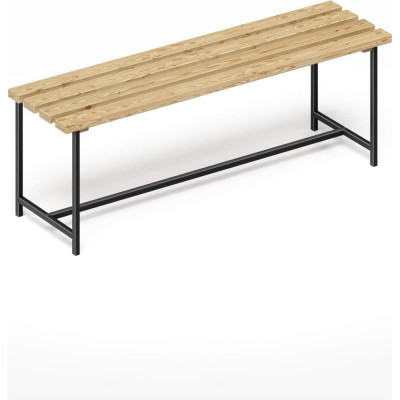 Скамейка садовая Solarius Классика с деревянным сиденьем из 4-ех лакированных досок, лавочка для дачи с черным металлическим каркасом skam-lak