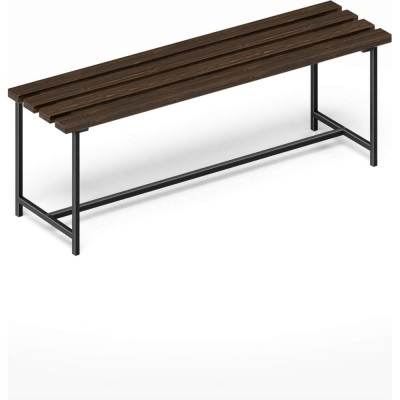 Скамейка садовая Solarius Классика с деревянным сиденьем из 4-ех досок цвета венге, лавочка для дачи с черным металлическим каркасом skam-ven