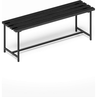 Скамейка садовая Solarius Классика с деревянным сиденьем из 4-ех досок цвета черного оникса, лавочка для дачи с черным металлическим каркасом skam-onix