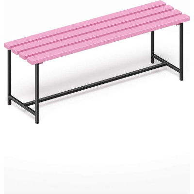 Скамейка садовая Solarius Классика с деревянным сиденьем из 4-ех досок розового цвета, лавочка для дачи с черным металлическим каркасом skam-roz