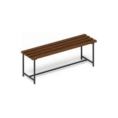 Скамейка садовая Solarius Классика с деревянным сиденьем из 4-ех досок цвета темного дуба, лавочка для дачи с черным металлическим каркасом skam-temd