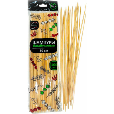 Шпажки-шампуры для шашлыка ОФИСМАГ бамбуковые 30 см, 100 штук, КП 117225 700662