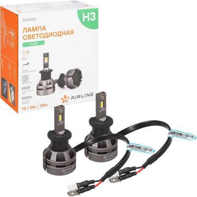 Лампa светодиодная Airline H3, 12/24В, 28Вт, 6500К(Белый), 5000Лм, для рефлект./линз. 2 шт. PLUS AEAR103