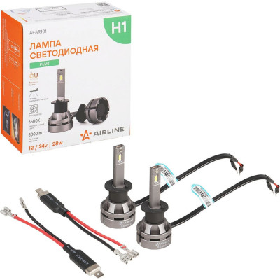 Лампa светодиодная Airline H1, 12/24В, 28Вт, 6500К(Бел), 5000Лм, для рефлектора и линз 2 шт. PLUS AEAR101