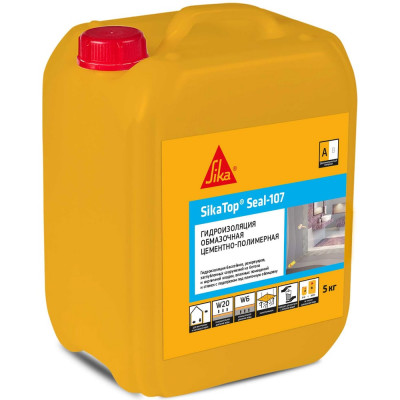 Двухкомпонентная цементная-полимерная обмазочная гидроизоляция SIKA Top Seal-107 (А) (жестко-эластичная) Канистра 5 кг 532973