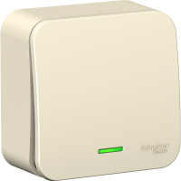 1-клавишный выключатель Systeme Electric BLANCA, О/У, с подсветкой, 10А, 250B, молочный BLNVA101102
