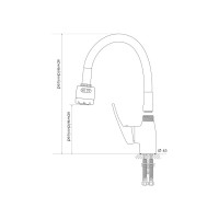 Смеситель для кухни Melodia della vita ostessa картридж д.40мм., гибкий излив с лейкой 2 режимабелый/хром mdv40616white 10655