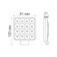 Светодиодная фара Вымпел WL-147CF ближн. свет, кв. пл. корп. 16 LED, 18W 5270