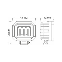 Светодиодная фара Вымпел WL-515 неон. обод, прямоуг., 3LED, 30W 5262