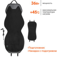 Накидка с подогревом на переднее сидение Airline PRO, 12/24В, 36Вт, встроенный пульт, искусственный мех/кожа, черный ADHC017