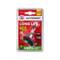Автомобильная галогенная лампа AUTOPROFI H11, 12V, 55W, (PGJ19-2),1 шт, +30% LONG LIFE LNG-H11