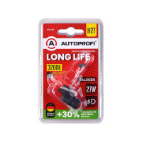 Автомобильная галогенная лампа AUTOPROFI H27, 12V, 27W, (PGJ13),1 шт, +30% LONG LIFE LNG-H27