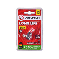 Автомобильная галогенная лампа AUTOPROFI H3, 12V, 55W, (PK22S),1 шт, +30% LONG LIFE LNG-H3
