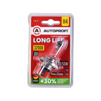 Автомобильная галогенная лампа AUTOPROFI H4, 12V, 60/55W, (P43T),1 шт, +30% LONG LIFE LNG-H4