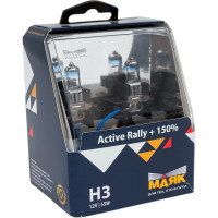 Автомобильная галогенная лампа МАЯК H3, 12V, 55W, PK22s Active Rally +150%, 2 шт. 72320AR+150