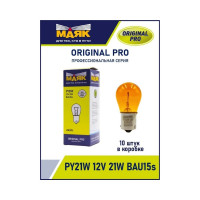 Автомобильная лампа накаливания МАЯК PY21W, 12 В, 21 Вт, BAU15S, Original Pro, уп-ка 10 шт., оранжевый 01218Amb/10